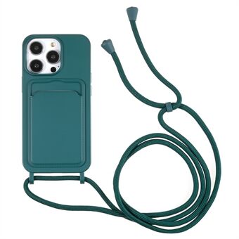 Telefoncover til iPhone 14 Pro Liquid Silicone Cover Anti-ridse Stødsikker etui med kortplads, rem