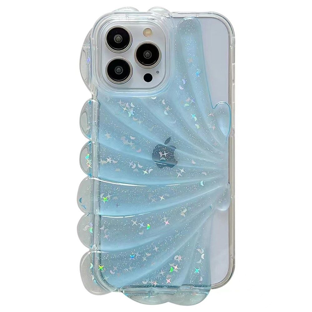 Til iPhone 14 Pro Epoxy Personlig TPU Case Sea Shell Glitter Design Cover