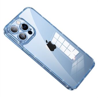 SULADA til iPhone 14 Pro Max hærdet glas bagcover Glitter TPU-ramme Elektroplettering telefoncover med linsebeskytter