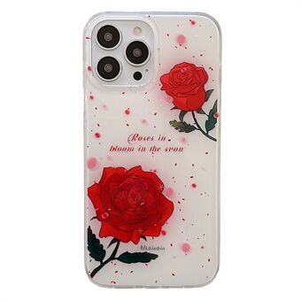Til iPhone 14 Pro Rose Flower IMD Process Phone Case Blødt TPU stødsikkert cover