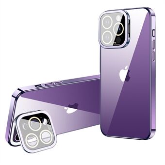 Til iPhone 14 Pro Galvaniseringstelefontaske Glaskamerafilm Kickstand Blødt TPU-cover