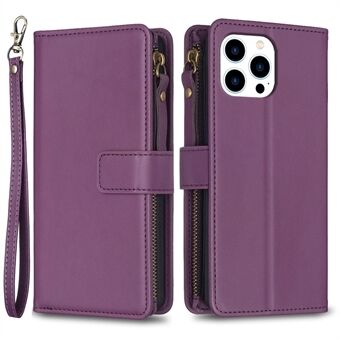 BF Style-19 til iPhone 14 Pro Lynlåslomme PU-læder + TPU-telefontaske Stand tegnebogscover