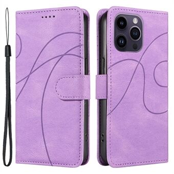 Til iPhone 14 Pro Smooth Læder Telefon Case Imprinted Design Cover Stand Phone Shell Wallet