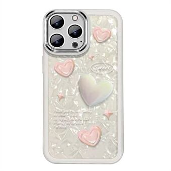 Til iPhone 14 Pro TPU-ramme Hærdet glas-bagcover 3D-hjerteform telefoncover med linsebeskytter