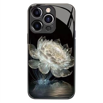 Til iPhone 14 Pro Epiphyllum Print Design Telefoncover Bagside af hærdet glas + TPU Bumper Bagcover