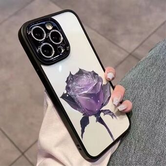 Til iPhone 14 Pro Stødsikker Fantasy Crystal Rose Case Glitter Ring TPU telefoncover med linsefilm