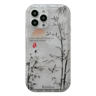 Til iPhone 14 Pro Anti-drop TPU Cover Bamboo Forest Ink Painting Transparent telefoncover
