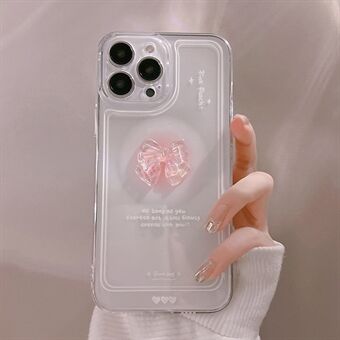 Gennemsigtigt telefoncover til iPhone 14 Pro , blødt TPU-cover med krystalsløjfe-dekor