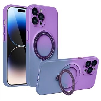 Til iPhone 14 Pro Magnetic Gradient Case Roterende Kickstand TPU telefoncover med linsebeskytter