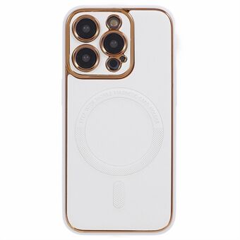 Til iPhone 14 Pro PU Lædercoated TPU + PC Magnetic Case Elektroplettering Anti-Fall Protection Telefoncover