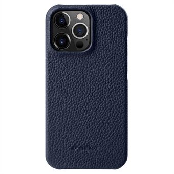 MELKCO til iPhone 14 Pro ægte ko-læder coated pc-telefonetui Magnetisk faldsikkert cover