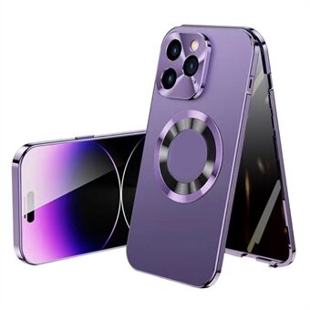 Til iPhone 14 Pro aluminiumslegering+PC Hybrid telefoncover med HD hærdet glasfilm kompatibel med MagSafe