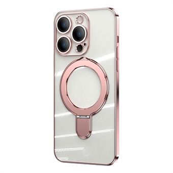 Til iPhone 14 Pro Magnetisk Ring Kickstand Cover TPU+Acryl Transparent telefoncover med kameralinsefilm