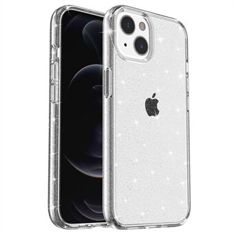 Glitrende pulver blød TPU hårdt pc-cover til iPhone 14 Plus , anti-ridse beskyttende telefoncover
