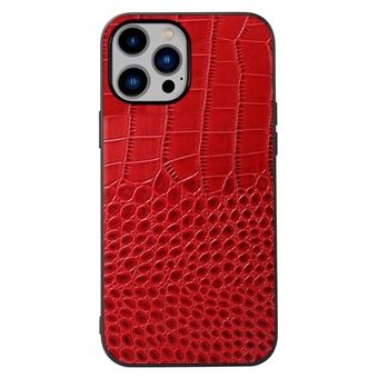 Til iPhone 14 Plus  Anti-fall Crocodile Texture telefontaske Scratch brøndbeskyttelse Telefoncover Ægte okselæder coated PC+TPU Shell