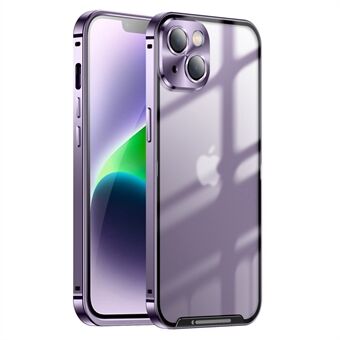 Til iPhone 14 Plus Anti-fald Ultra Slim Telefon Case Aluminiumslegering Kofangerramme Mat Mobiltelefon Beskyttelsescover med kameralinsebeskytter
