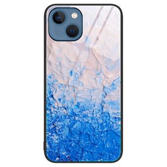 Til iPhone 14 Plus  faldsikkert telefoncover Hærdet glas + PC + TPU marmormønstercover