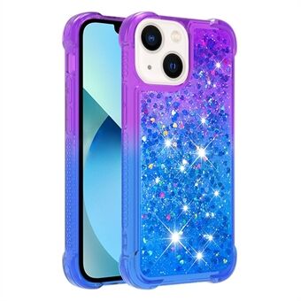 YB Quicksand Series-3 til iPhone 14 Plus  Gradient Color Moving Glitters Quicksand telefontaske Stødsikker TPU-cover