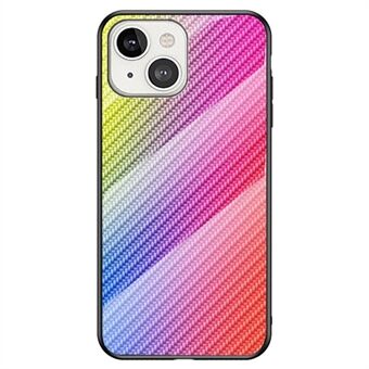 Carbon Fiber Texture Phone Case til iPhone 14 Plus , ultratyndt hærdet glas + pc + TPU-cover