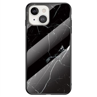 Til iPhone 14 Plus  Ridsesikkert telefoncover med marmormønster hærdet glas + pc + TPU Ultra Slim Hybrid Bagcover