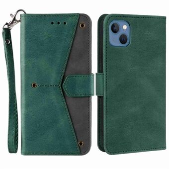 Til iPhone 14 Plus splejsningssøm Skin-touch Folio Flip Case Stand PU læder Drop-sikker mobiltelefon cover