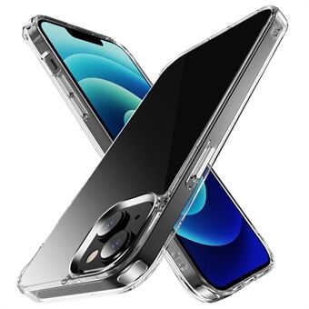 Til iPhone 14 Plus Krystalklar TPU + PC-telefonetui Stødsikkert hjørnecover med metal galvaniseringsknap