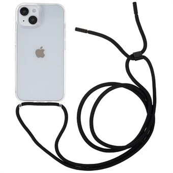 Til iPhone 14 Plus TPU+akryl gennemsigtigt telefoncover Ridsefast anti-drop cover med justerbar snor