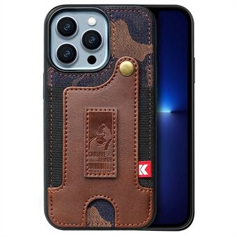 Til iPhone 14 Plus Card Slot Design Jeansstof + læderbelagt TPU stødsikkert telefontaske med håndstrop