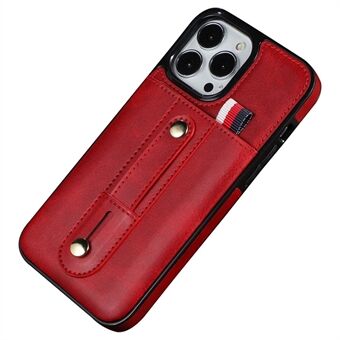 Til iPhone 14 Plus Præcis udskæring Anti-fald telefontaske Kortplads Kickstand Håndgrebsrem Design PU-læder+TPU-cover