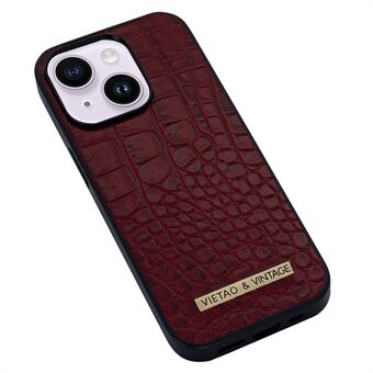 VIETAO til iPhone 14 Plus telefoncover Business Style Crocodile Texture PU Læder+PC+TPU stødsikkert telefoncover