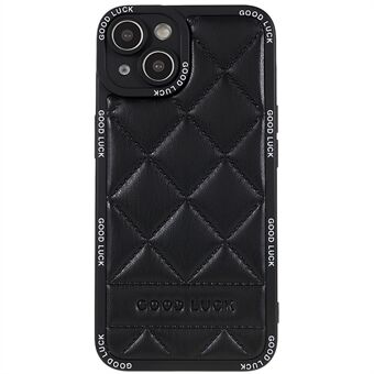 Til iPhone 14 Plus Stødsikker Rhombic Grid Texture Phone Case PU Læder + PC + TPU Anti-ridse Telefon Bagcover