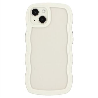 Til iPhone 14 Plus Wave Edge Aftagelig farveramme Transparent Bagcover PC + TPU Telefon Anti-drop Cover