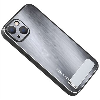Til iPhone 14 Plus Kickstand telefontaske TPU-ramme Børstet aluminiumslegering Anti-ridse bagcover