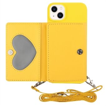 PU-læder Wallet Kickstand-etui til iPhone 14 Plus, faldsikker TPU-telefoncover med skulderrem