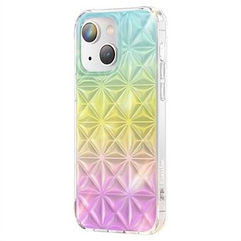 KINGXBAR Miya Series til iPhone 14 Plus IMD 3D Rhombus Pattern Shock Absorption Cover TPU + PET Dual Layer Protective Phone Case