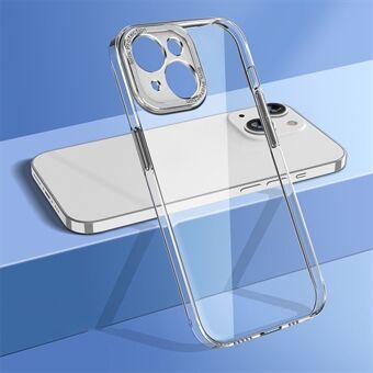 Til iPhone 14 Plus Faldsikker hårdt PC-bagcover Kamerabeskyttelsesramme Krystalklart telefoncover - gennemsigtig / sølvramme
