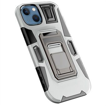 Til iPhone 14 Plus Drop-sikker mobiltelefon-etui Kickstand TPU + PC-beskyttende telefoncover Indbygget magnetisk metalplade