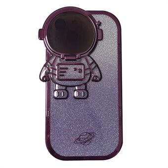 Anti-drop TPU-telefoncover til iPhone 14 Plus Spaceman Glitter Design Galvaniseringsbeskyttelsesetui med linsecover