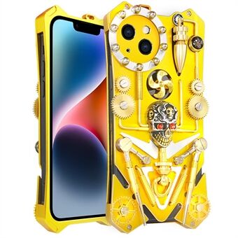 Til iPhone 14 Plus Mekanisk Gear Armor Cover Metal Protective Shell Telefoncover - Guld