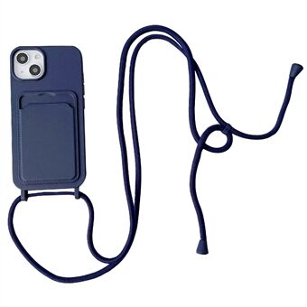 Til iPhone 14 Plus Flydende Silikone Telefon Case Kortholder Slim Fit Cover med rem
