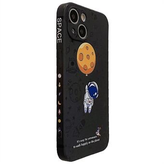 Til iPhone 14 Plus Præcis udskæring Anti-drop telefoncover Moon Astronaut Pattern TPU Bagcover