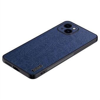 Til iPhone 14 Plus Wood Grain telefoncover PU-læder+PC+TPU-etui med helt indpakket kamerabeskyttelse