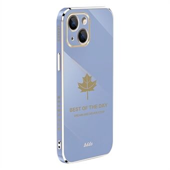 Til iPhone 14 Plus Straight Edge TPU Anti-drop Cover Maple Leaf 6D galvanisering telefoncover