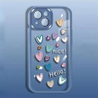 Til iPhone 14 Plus Love Heart Pattern Mobiltelefontaske Blødt TPU-beskyttelsescover med kameralinsefilm