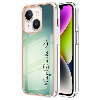 YB IMD Series-19 Style D til iPhone 14 Plus galvaniseret IMD-mønster telefoncover 2,0 mm TPU anti-drop cover