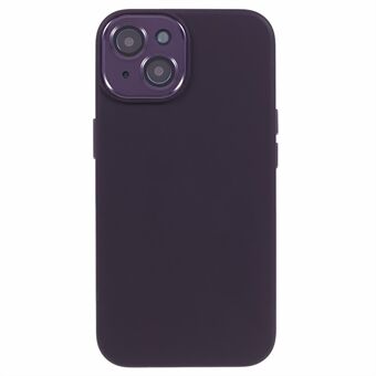 Til iPhone 14 Plus Flydende Silikone+PC Anti-ridsecover Metal+Hærdet glas Lens Protector Telefoncover