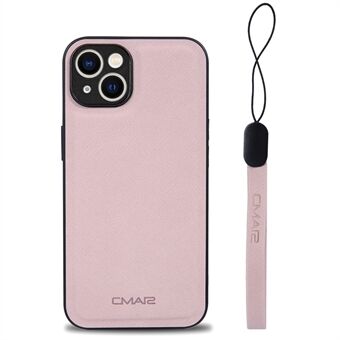 CMAI2 til iPhone 14 Plus Beskyttende Slim Case Anti-Drop PU+PC+TPU telefoncover med håndledsstrop