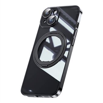 Til iPhone 14 Plus TPU+Akryl+Zinklegering Telefoncover Kickstand Transparent Cover Kompatibel med MagSafe