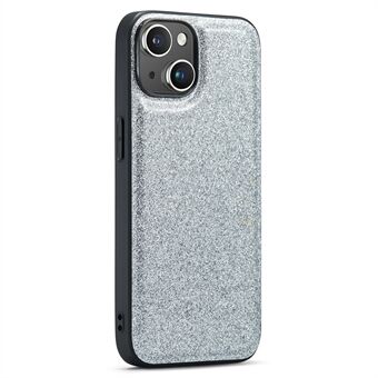 DG.MING for iPhone 14 Plus-etui Glitrende læder + PC + TPU-støddæmpende telefoncover