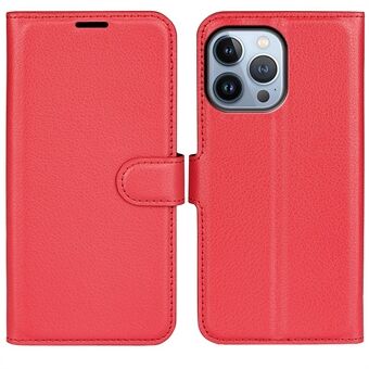 Til iPhone 14 Pro Max 6,7 tommer Litchi Texture PU-lædercover All-round Stand Magnetic Flip Wallet Case